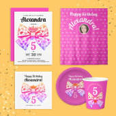 Modern Girly Pink Gradient Bow Waterverf Verjaarda Kaart