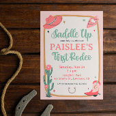 Saddle Up Girly Cowboy Verjaardag Uitnodiging