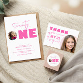 Girly Hot Pink Bold Typography Verjaardagsfeestje Bedankkaart