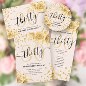 Gouden Bloemen Glitter 30e Verjaardag Menu & Progr Kaart