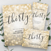 Modern Script Gold Glitter Lights 30e verjaardag Kartonnen Onderzetters