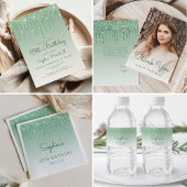 18e Verjaardag Groene Glitter Drip Ronde Sticker