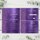 Purple Glam Metallic Modern Script Bridesmaid Tote Bag (Personaliseer de collectie van deze zelfstandige maker.)