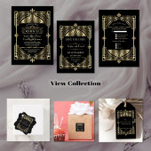 Luxury Gold Black Great Gatsby Roaring 20s bruilof Wijn Etiket