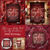 Elegant Ruby Red & Silver Gemstone 65th Birthday Kaart