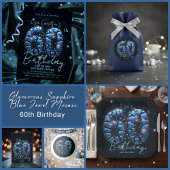 Glamorous Sapphire Blue Mosaic Gems 60th Birthday Wijn Etiket