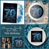 Glamorous Elegant Teal Blue Diamonds 70th Birthday Ronde Sticker