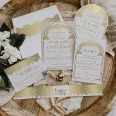 Art Deco Gold Unieke Retro Boog Huwelijk Acryl Uitnodigingen