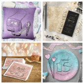 Glitter and Shine Quinceanera V2 Black/Gold ID701 Vierkante Button 5,1 Cm