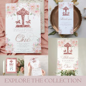 Carrousel Bloemen Glitter Tweede Verjaardag Kaart