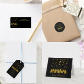 Sparly Gold kerstboom, maan, sterren op zwart Groot Cadeauzakje