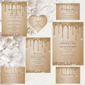 Glitter Gold Drips Champagne Beige bruiloft Bedankdoosjes