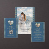 Goud & Blauwe Stippen Persoonlijke bruiloft Bier Etiket (Personaliseer de collectie van deze zelfstandige maker.)