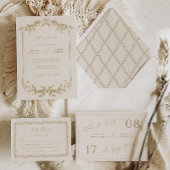 Gold & Cream Eenvoudige Huwelijksuitnodiging Kaart