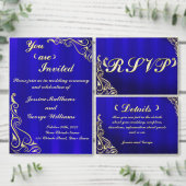 Elegant Goud & Blauw Jubileum Groet Briefkaart (Personaliseer de collectie van deze zelfstandige maker.)