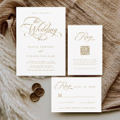 Gouden Elegante Classy Calligraphy Wedding Kaart