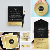 Gold Logo & Custom Text Business Company Branded Servet