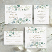 Goud en groen botanisch repetitief diner kaart