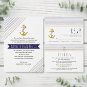 Gouden ankerstrepen nautische bruiloft Save the Da Magneet (Personaliseer de collectie van deze zelfstandige maker.)