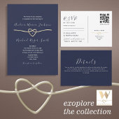 Navy Gold QR-code en traditioneel RSVP Kaartje