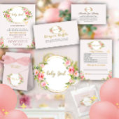 Roze en Gouden bloem Baby meisje baby shower Uitnodiging Briefkaart