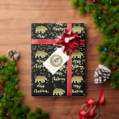 Merry Christmas Beer goud en zwart Cadeaupapier (Personaliseer de collectie van deze zelfstandige maker.)