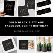 Gouden Script Vijftig Modern Zwart 50ste Verjaarda Kaart