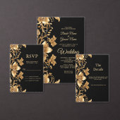 Goud Zwart Bloemsteen Onderzetter (Personaliseer de collectie van deze zelfstandige maker.)