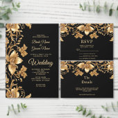 Goud Zwart  Bloemen Bunting Flag Vlaggetjes (Personaliseer de collectie van deze zelfstandige maker.)