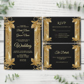 Goud Zwart  Bloemen Place Card Plaatskaartje (Personaliseer de collectie van deze zelfstandige maker.)