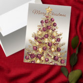 Gouden Bourgondische kerstboom Holiday Mannen T-Sh Tri-Blend Shirt (Personaliseer de collectie van deze zelfstandige maker.)