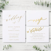 Budget romantische gouden typografie bruiloft menu (Personaliseer de collectie van deze zelfstandige maker.)