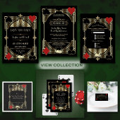 Glam Gold Black Gatsby Style Roaring 20s Wedding Wijn Etiket