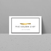 Gold Chef's Knife Logo Catering Restaurant Rechthoekige Sticker