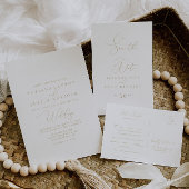Gold Classy Chic Minimalist Wedding All In One Uitnodiging