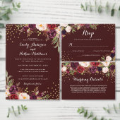 Floral Bourgogne Gouden Bruiloft Dank u Wijn Label Wijn Etiket (Personaliseer de collectie van deze zelfstandige maker.)