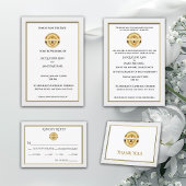 Gouden kruis en kelk katholieke bruiloft bedankkaart