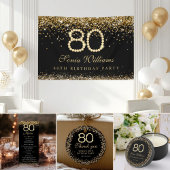 Elegant Gold Diamonds 80th Birthday Thank You Card Bedankkaart