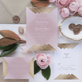 Dusty Roos Pink Geometric Gold Gatsby Wedding Menu