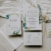 Gouden bloemen met tropisch groen RSVP