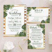 Palm Leaf Beach Bruiloft repetitie Diner Echt Folie Uitnodiging