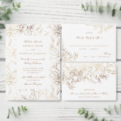 Gouden folie Hand getrokken Floral Dank u kaart (Personaliseer de collectie van deze zelfstandige maker.)