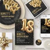 25e verjaardag Gold Black Invitation Kaart