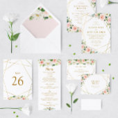 Roze blush bloemenbruiloft programmakaart