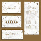 Goud en wit marmer geometrisch minimalistisch aanbevelingskaartje