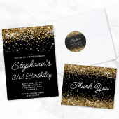 Sparkly Gold Glitter Black Roos Glam 40 & Fabulous Kaart