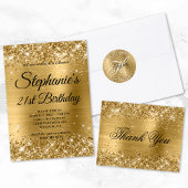 Glittery Gold Foil 21e verjaardag Button Flesopener