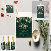 Gold Glitter Drips Balloons Green Sweet 16 Cadeaulabel