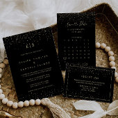 Gouden Glitter Elegant Zwart Bruiloft Tafel Nummer Kaart