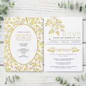 Goudglitter verlaat patroon moderne bruiloft kaart (Personaliseer de collectie van deze zelfstandige maker.)